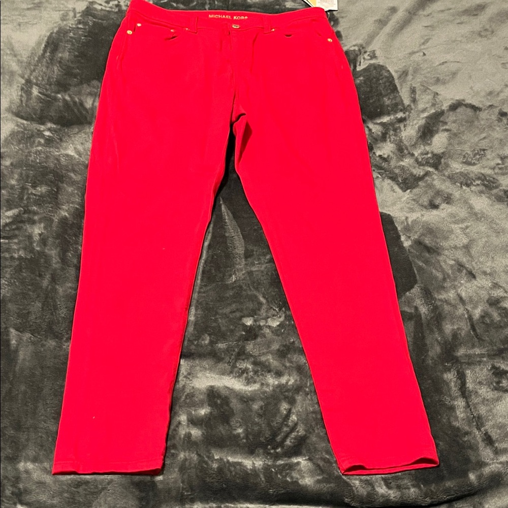 Michael Kors Crimson Red Pants women’s 10. Stretch. Skinny. New with tags